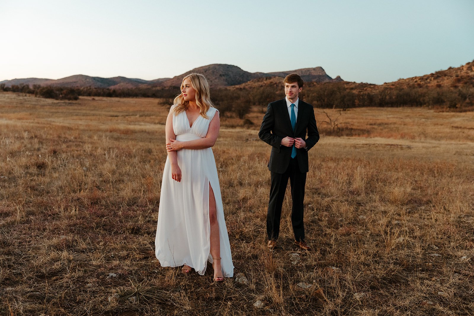 elopement style blue hour portraits at mt. scott in oklahoma.
