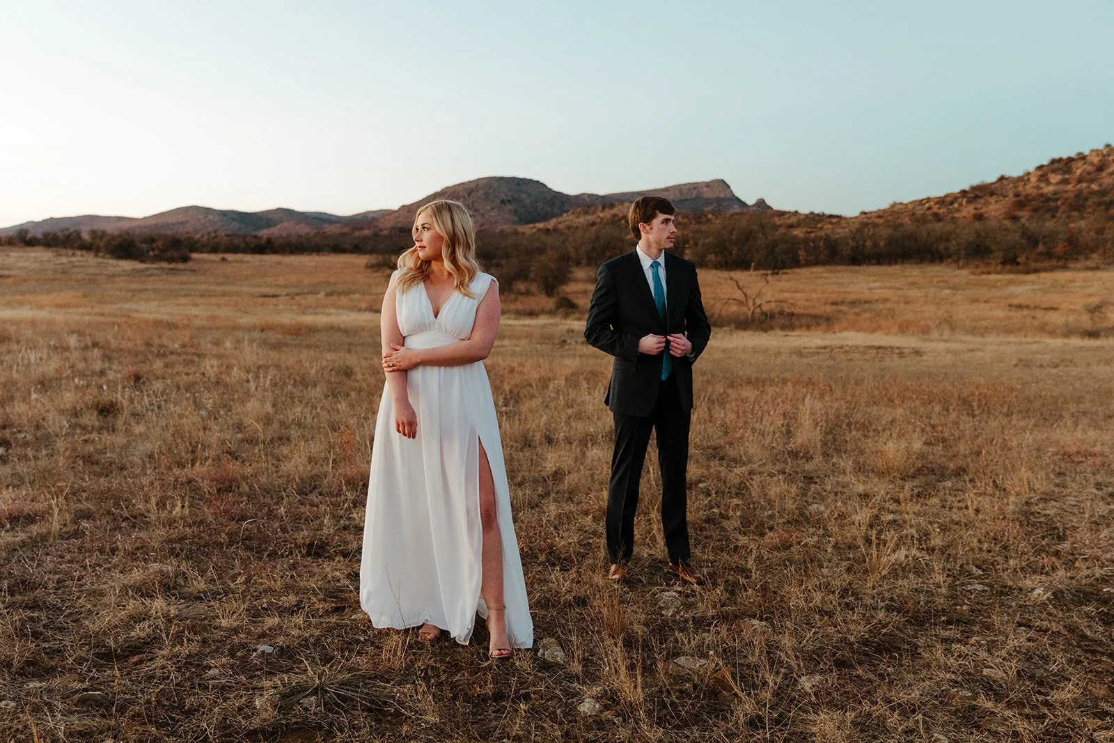 elopement style blue hour portraits at mt. scott in oklahoma.