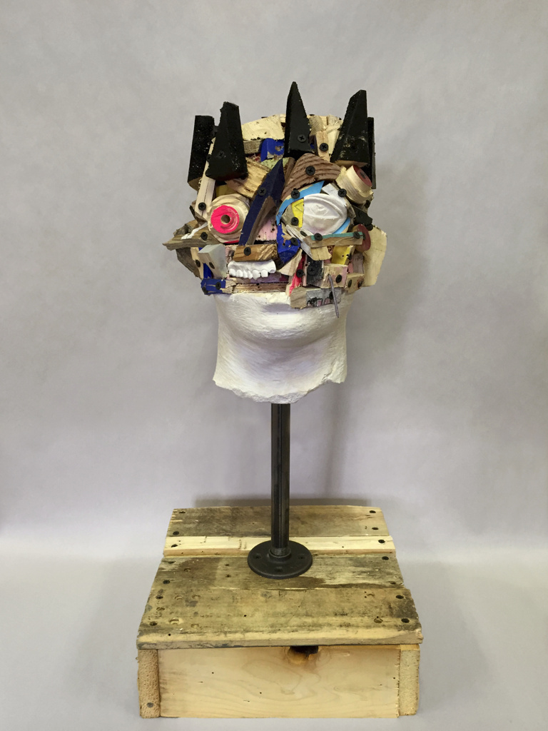 Reconstruction II,  27.5 x 11 x 11", reclaimed wood, plaster, hardware, paint, 2015