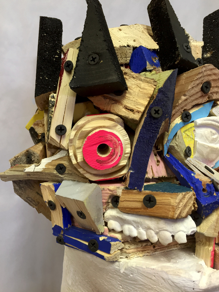 Reconstruction II,  27.5 x 11 x 11", reclaimed wood, plaster, hardware, paint, 2015