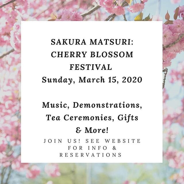 Join us March 15th for our biggest festival of the year! There will be 3 tea ceremony sessions (reserve online at our website), live music, martial arts demonstrations, gift vendors, food trucks and more! Check out the website for more details. .
.
#