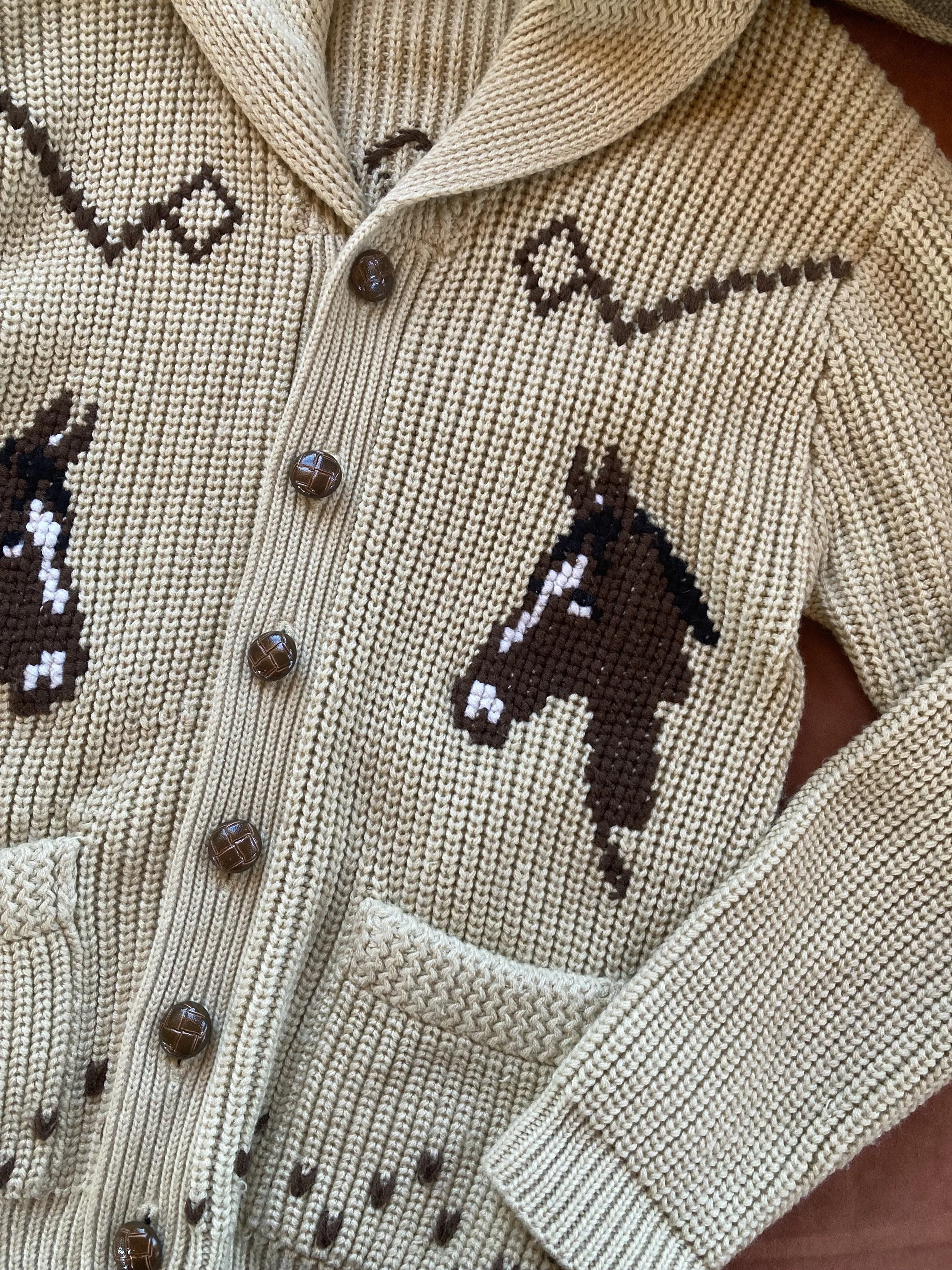1970s Miller Cowichan Horse Cardigan