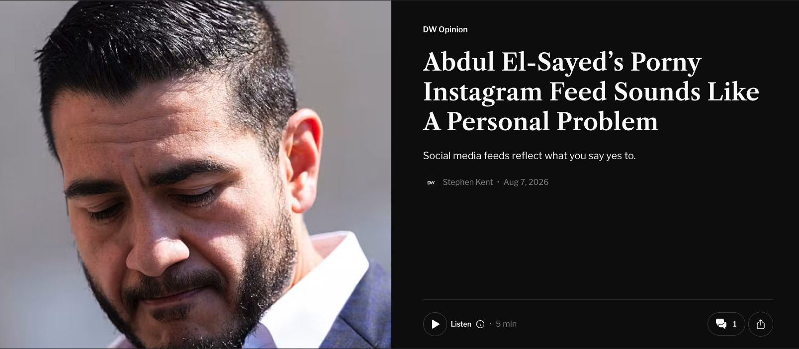 DAILY WIRE: Abdul El-Sayed’s Porny Instagram Feed Sounds Like A Personal&nbsp;Problem