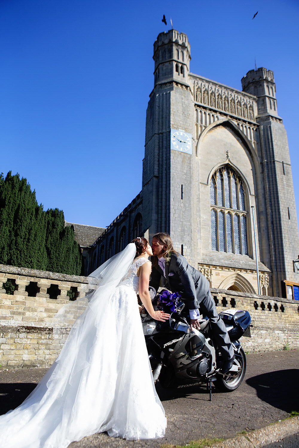 Biker wedding with dinosaur Thorney Abbey (44).jpg