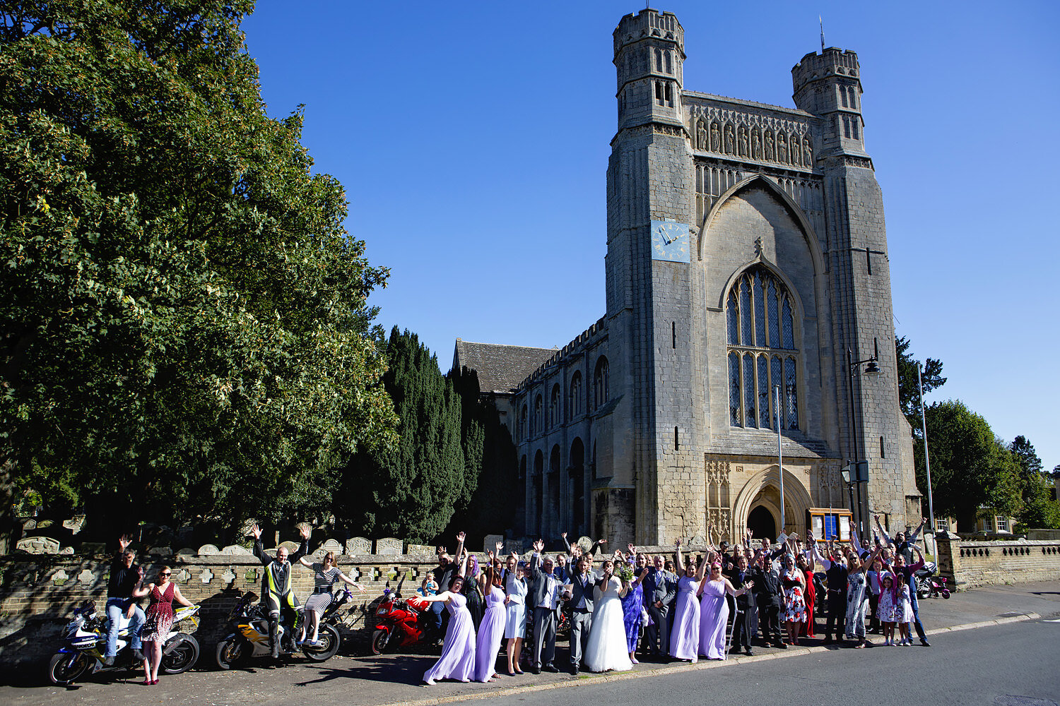 Biker wedding with dinosaur Thorney Abbey (34).jpg