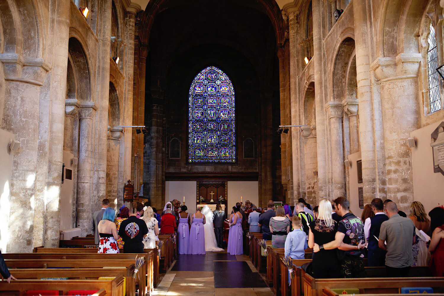 Biker wedding with dinosaur Thorney Abbey (26).jpg