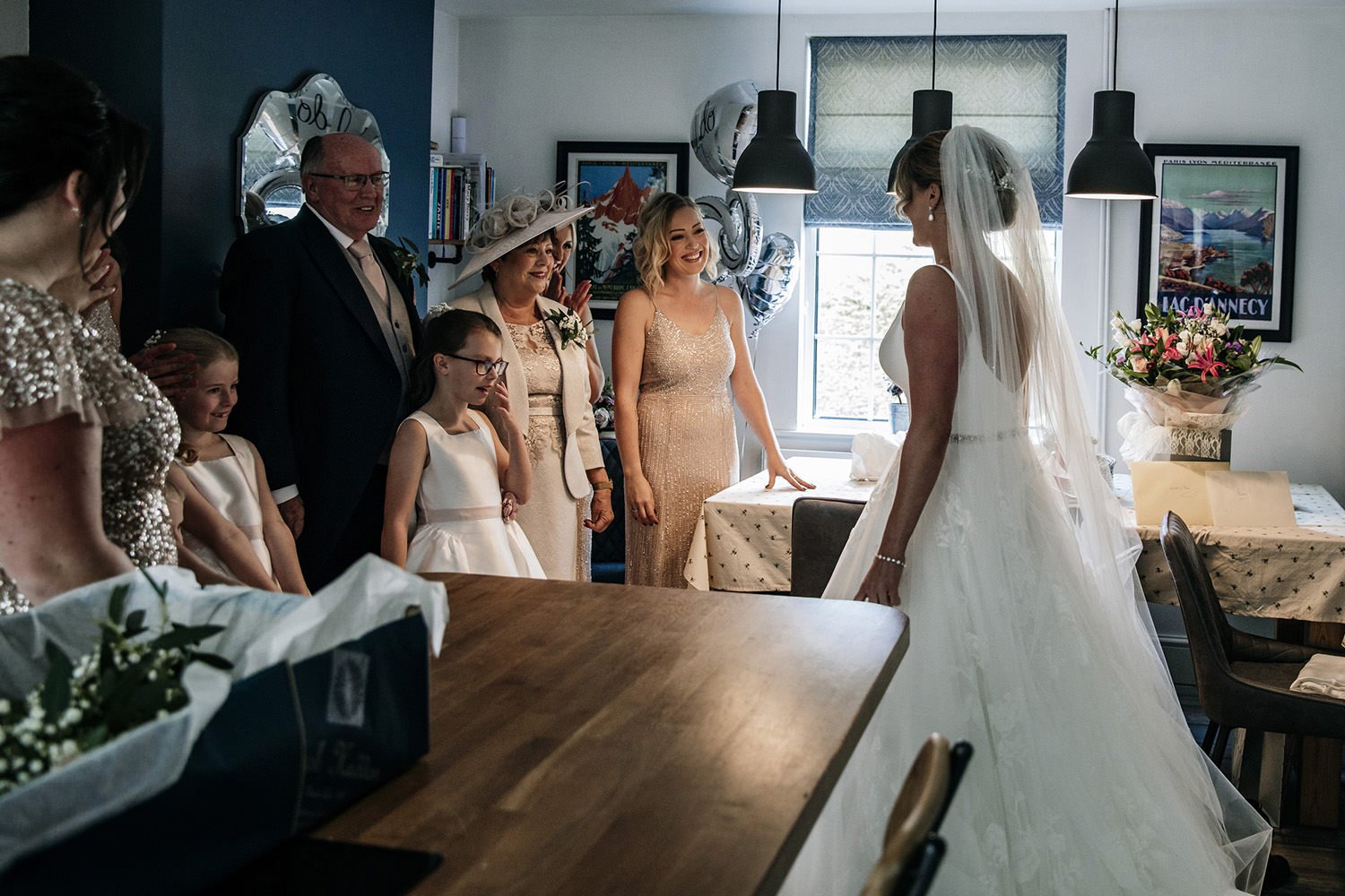 Bride entering kitchen