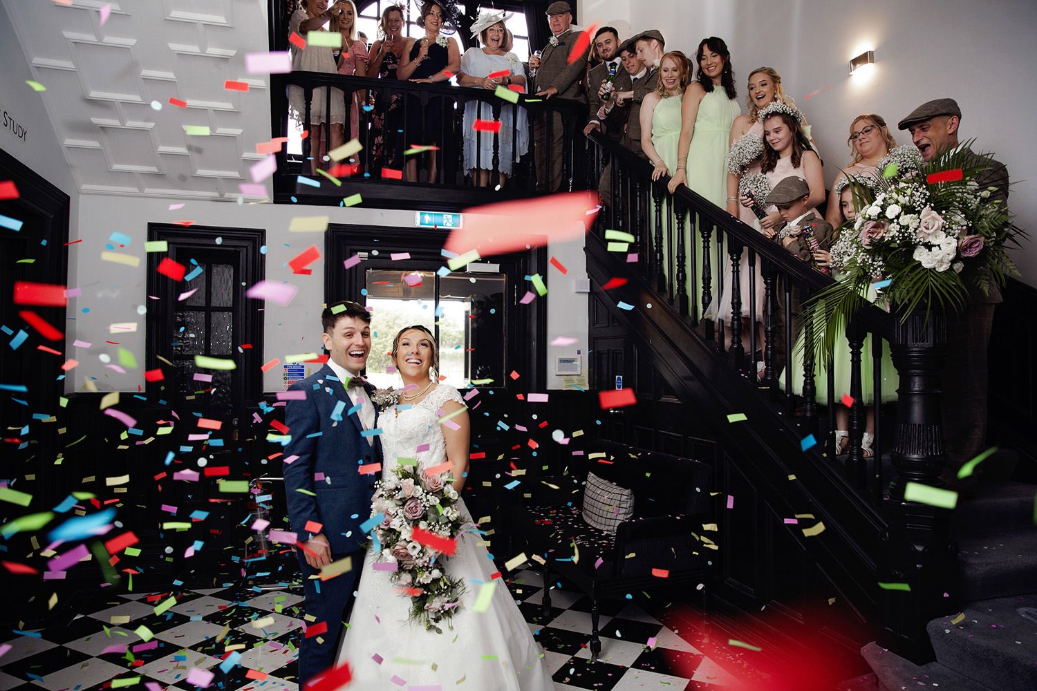 Indoor confetti at Swynford Manor