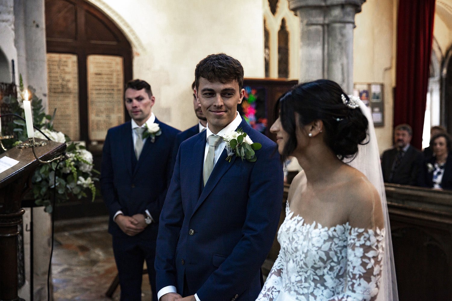 Proud groom at Barrington church