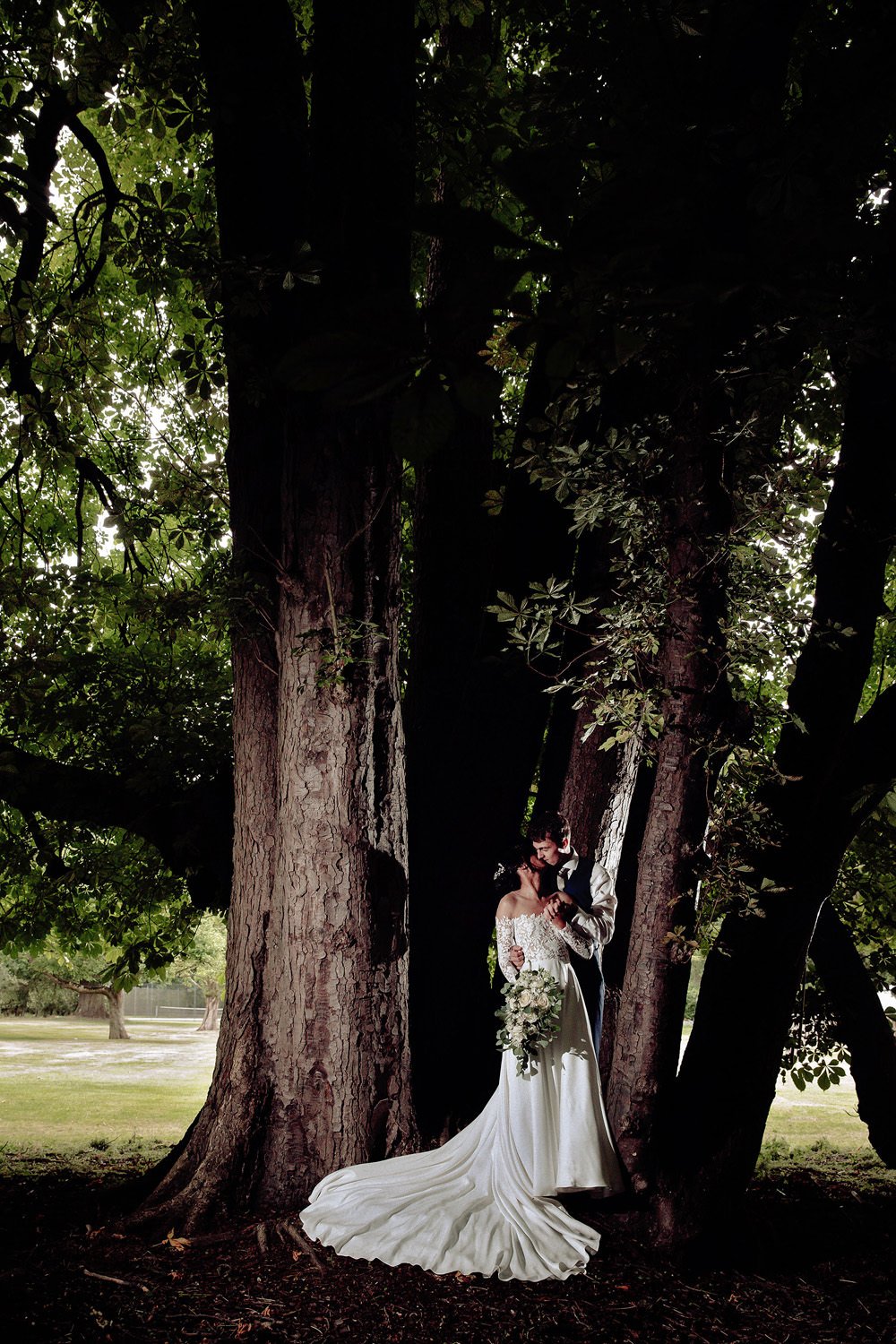 Bride and Groom in the Barrington Hall woods