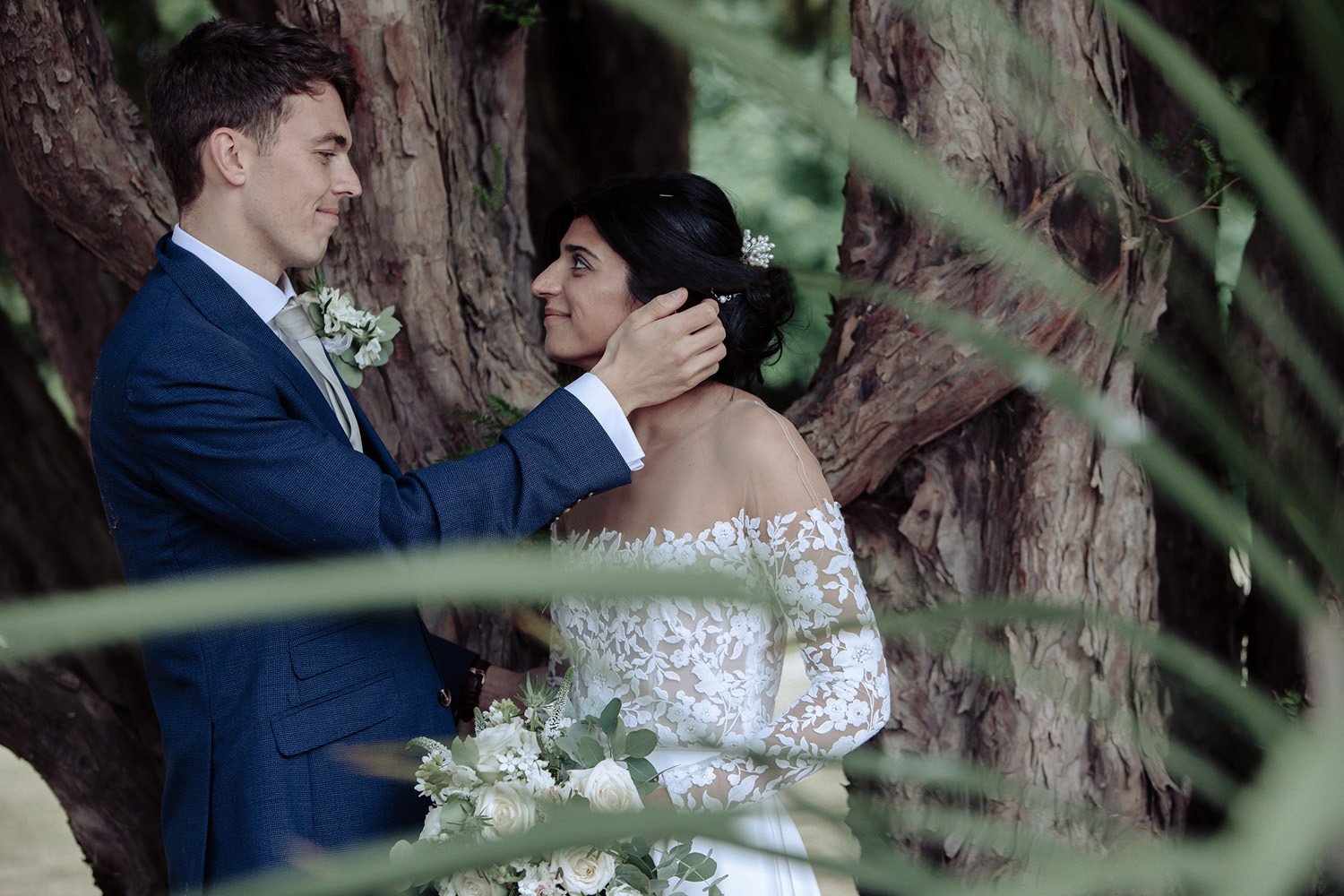 Bride and groom's quiet moment