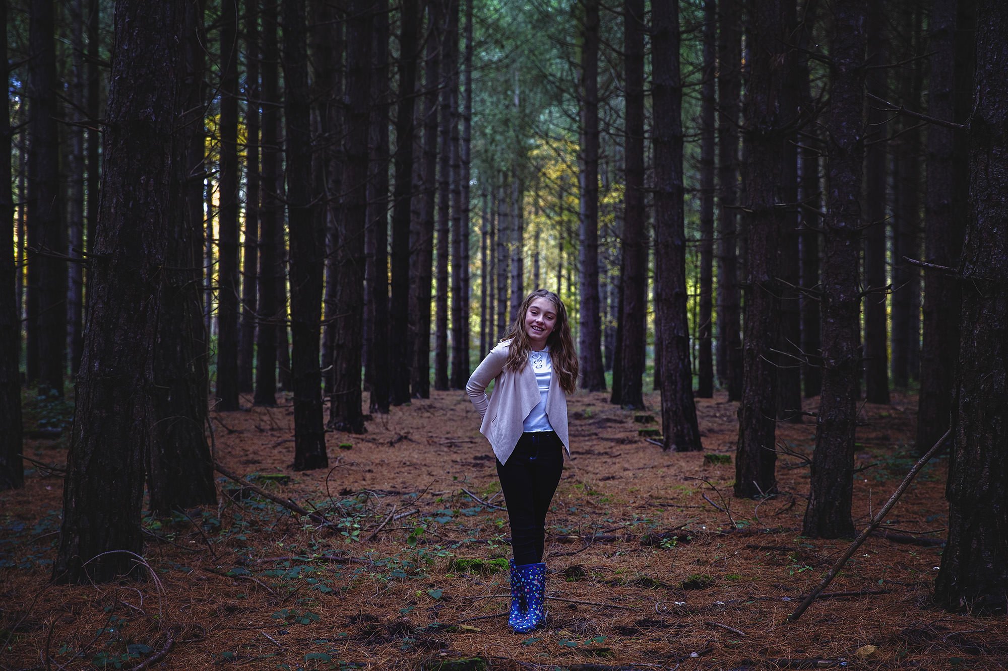 Tween in woodland setting