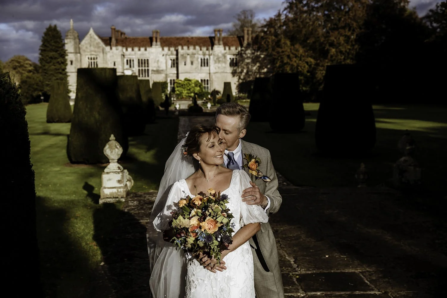 Bride and groom at Hengrave Hall