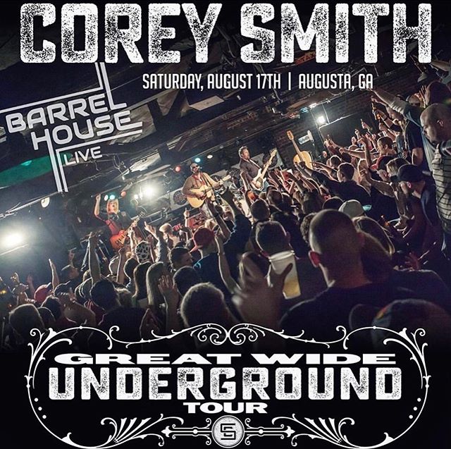 Who&rsquo;s ready for Corey Smith THIS SATURDAY, August 17th?! Reserve your tickets today for the Great Wide Underground your at bit.ly/CoreySmithCSRA or use the link in our bio!