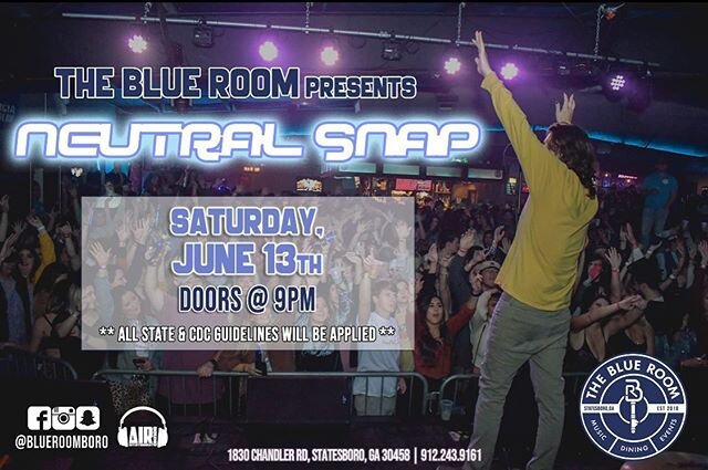 It&rsquo;s the moment you (we) have all been waiting for..... @neutral_snap will be performing this Saturday, June 13 at The Blue Room! We are STOKED to have these guys back in the Boro🤘