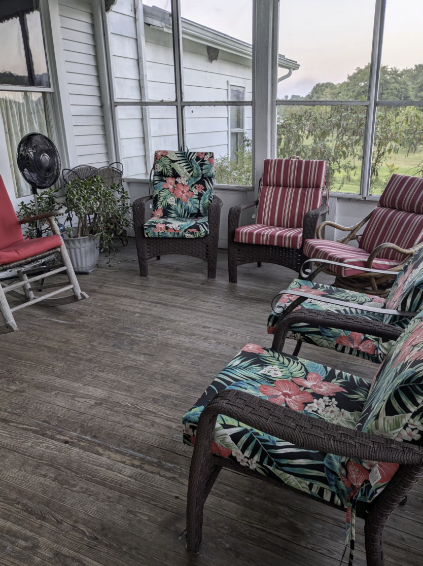 Screened-in front porch