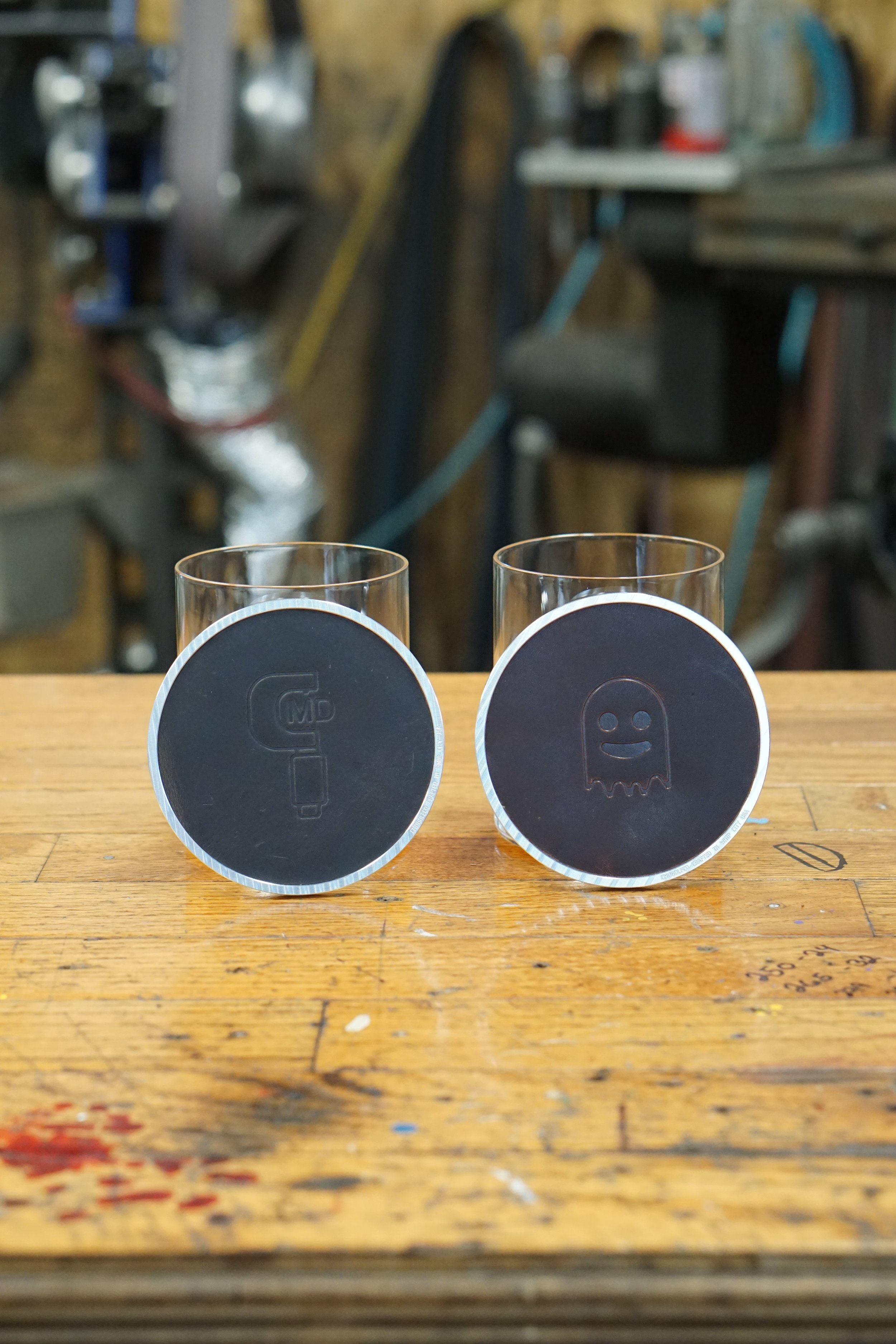 Leather inlay coaster
