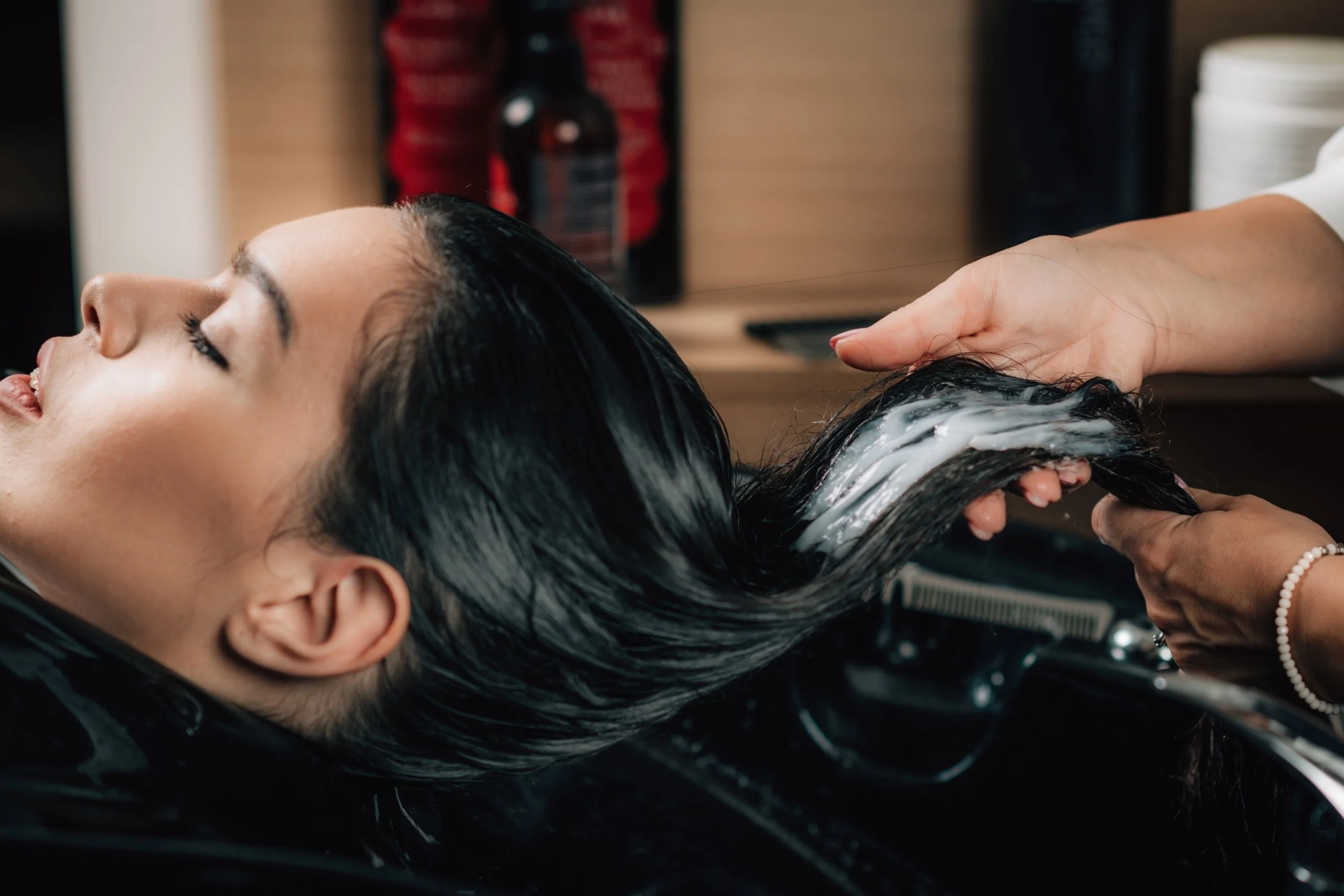 keratin smoothing treatment application Denver salon stylist