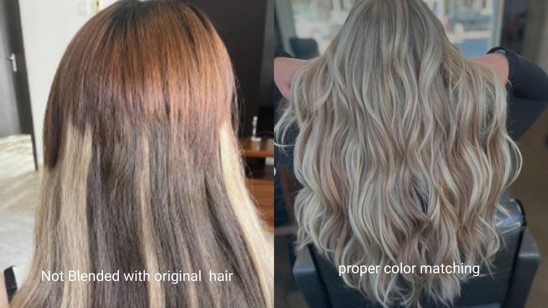 natural vs mismatched hair extension color blend