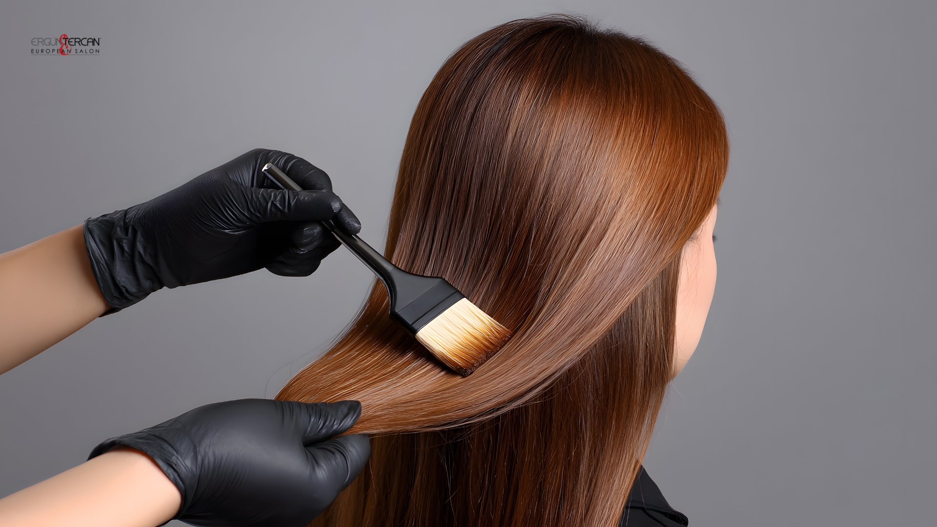 Keratin smoothing and deep conditioning treatment being applied at Ergun Tercan European Salon.