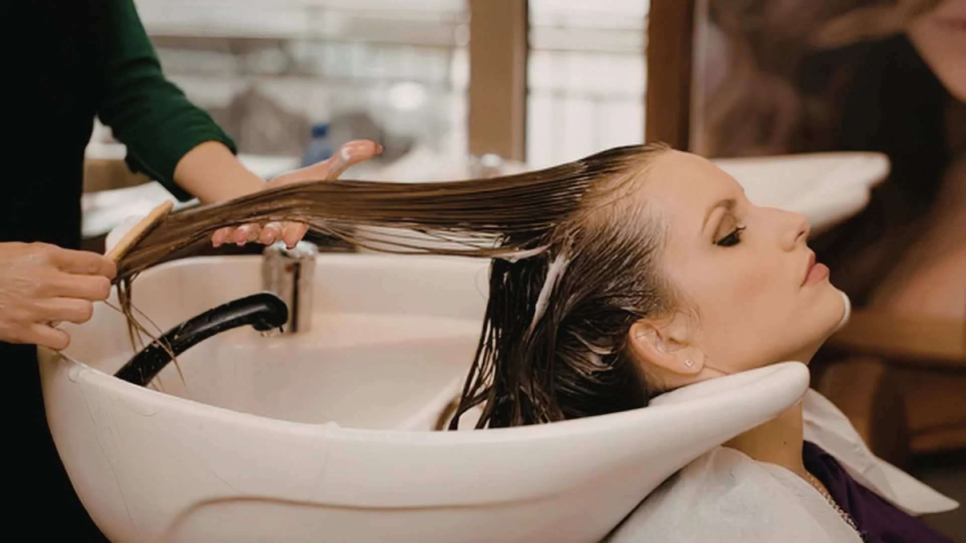 Professional salon deep conditioning treatment.