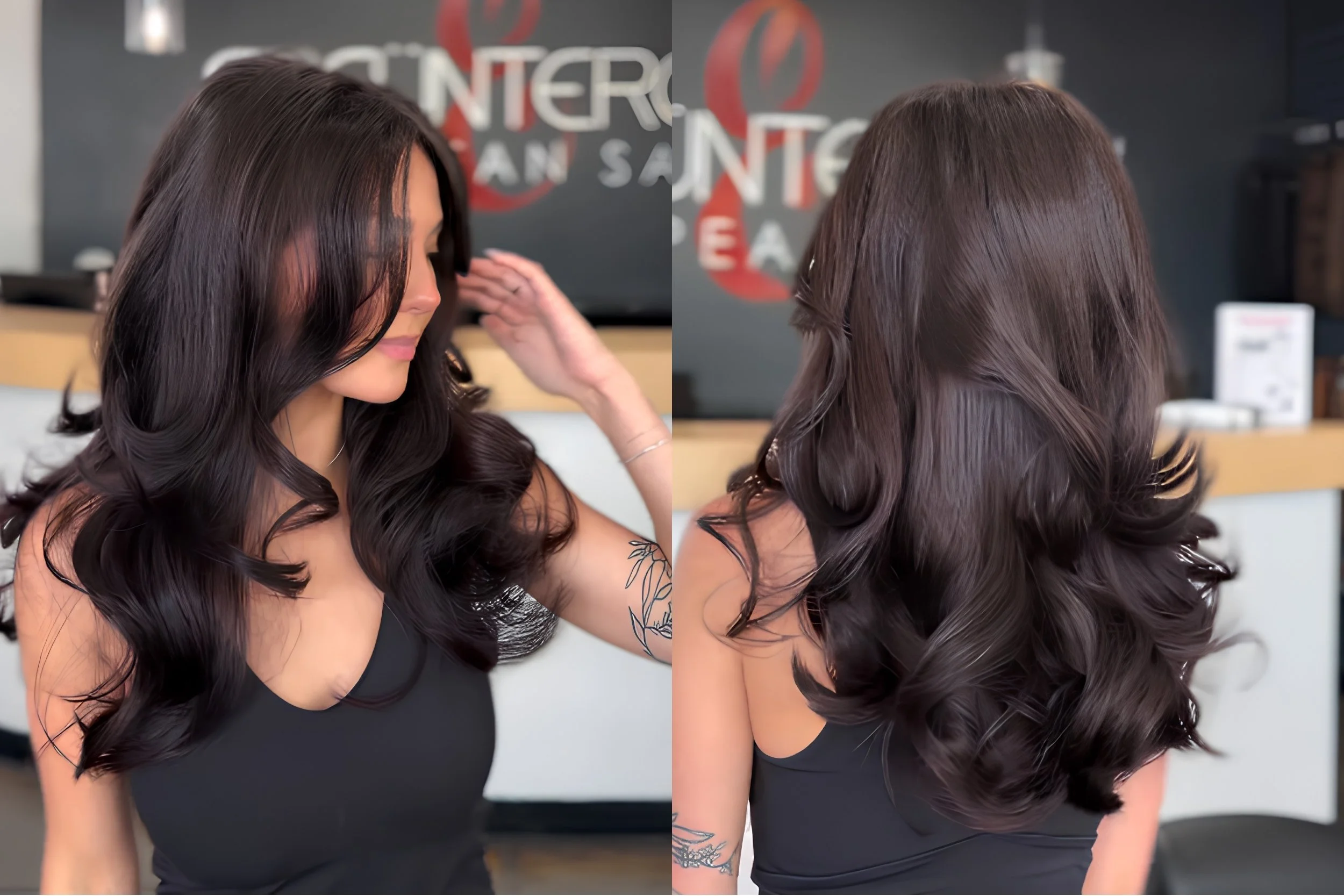 A client with fine hair cut to a precise, weight-preserving shape at Ergun Tercan European Salon in Denver