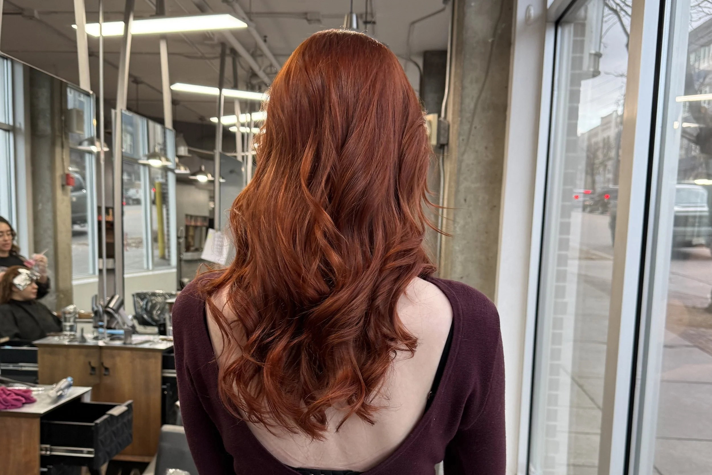 copper cinnamon hair color finished result at Ergun Tercan Salon