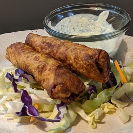 Authentic, Assyrian Eggrolls on Lettuce with Dipping Sauce