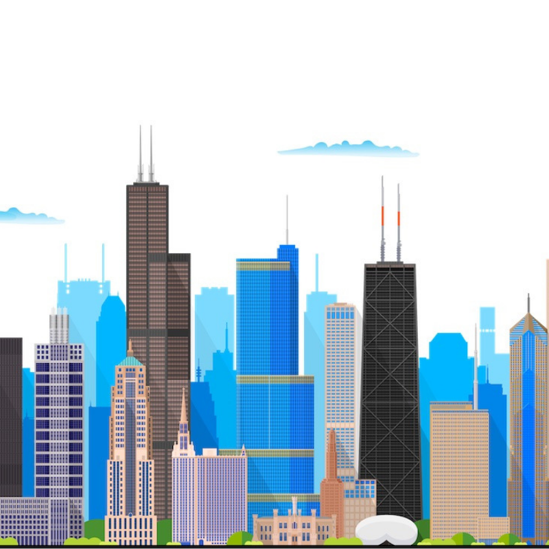 Drawing of the Chicago Skyline, Home of Roll'd Up