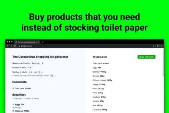 COVID Shopping is a website that helps people to avoid panic buying and shop rationally