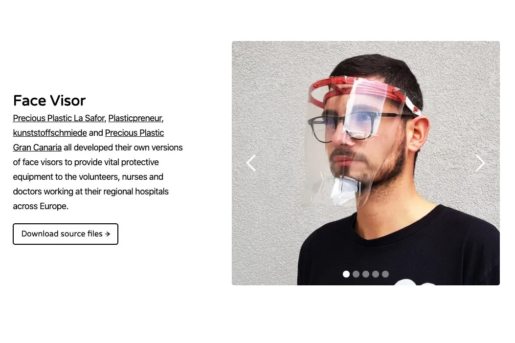 Precious Plastic creates website to share open sources solutions like intensive respirator masks