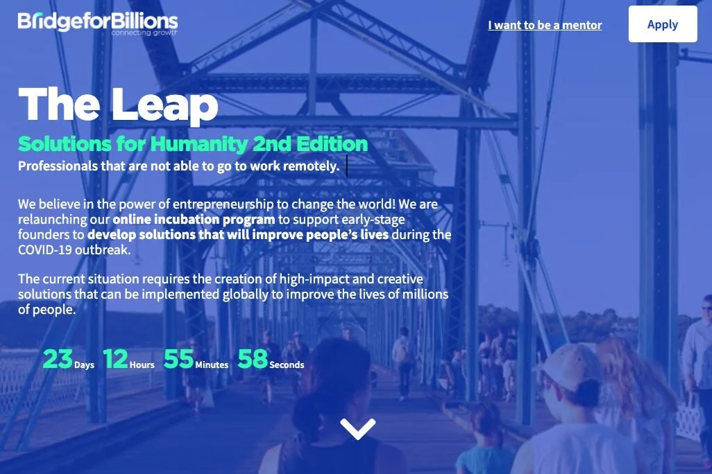 Bridge for Billions offers online incubation program to support early-stage founders developing COVID-related solutions