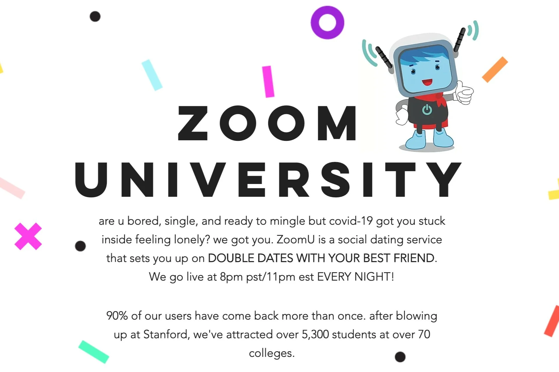 Social dating service Zoom University sets you up on double dates with your best friend