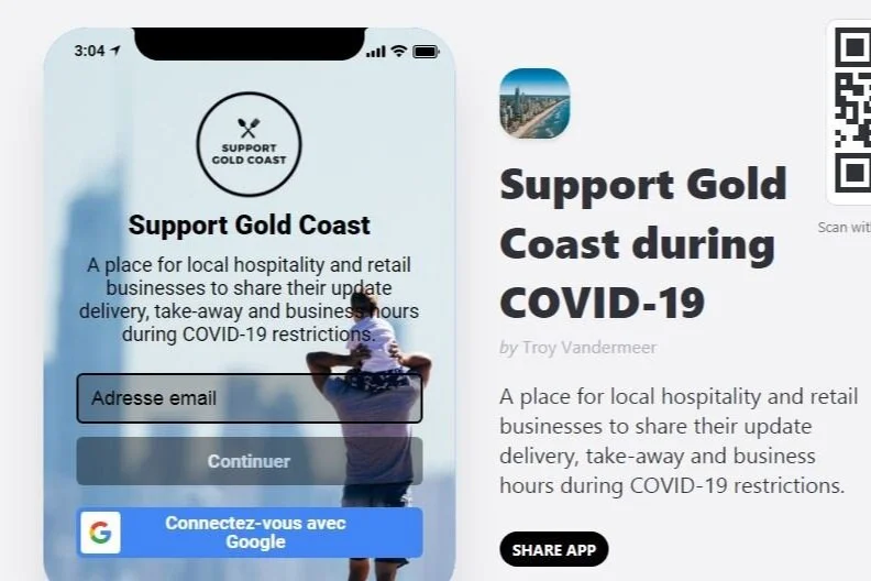 Support Gold Coast app enables local hospitality and retail businesses to share their updated delivery, take-away and business hours