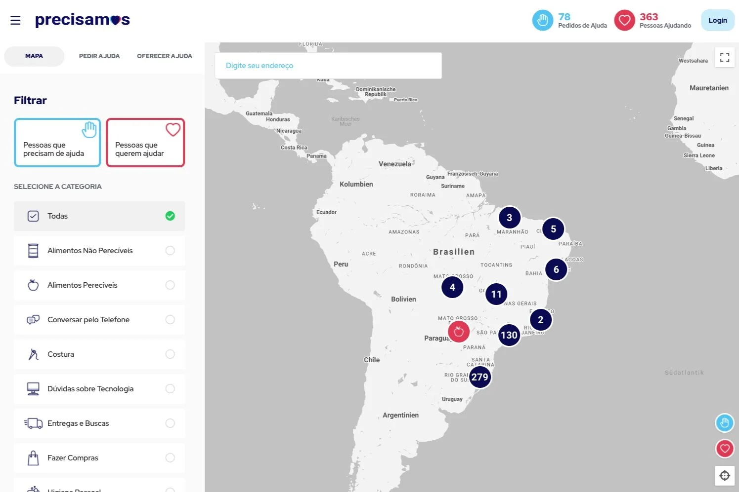 Brasilian platform Precisamos connects people who need help with those who wish to support them