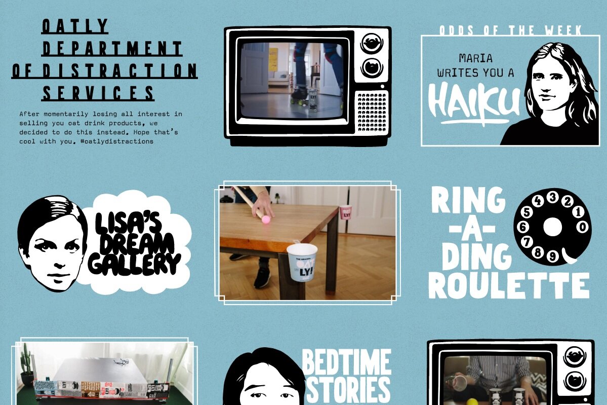 Swedish oat milk brand Oatly launches 'Oatly Department of Distraction Services' with many ideas to overcome lockdown boredom