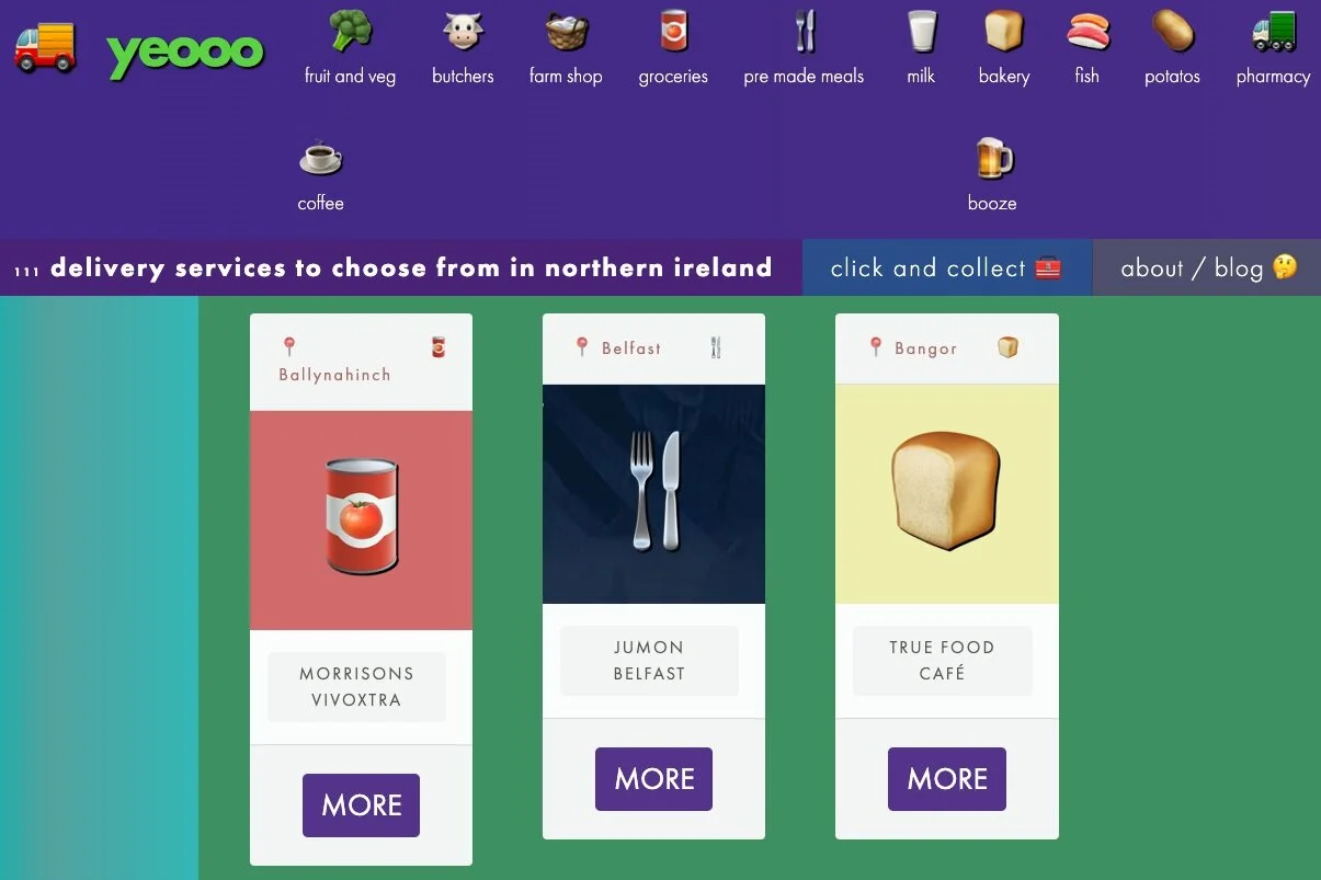 Yeooo website gives an overview of all food & beverage delivery services in Ireland