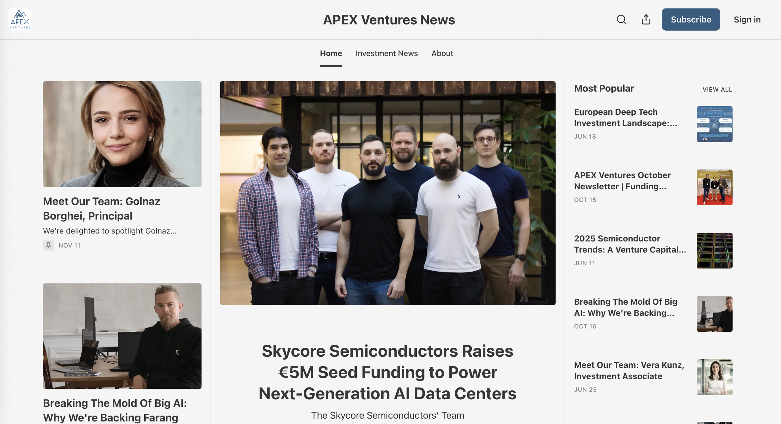 Newsletter for European deep tech VC pioneering frontier technologies