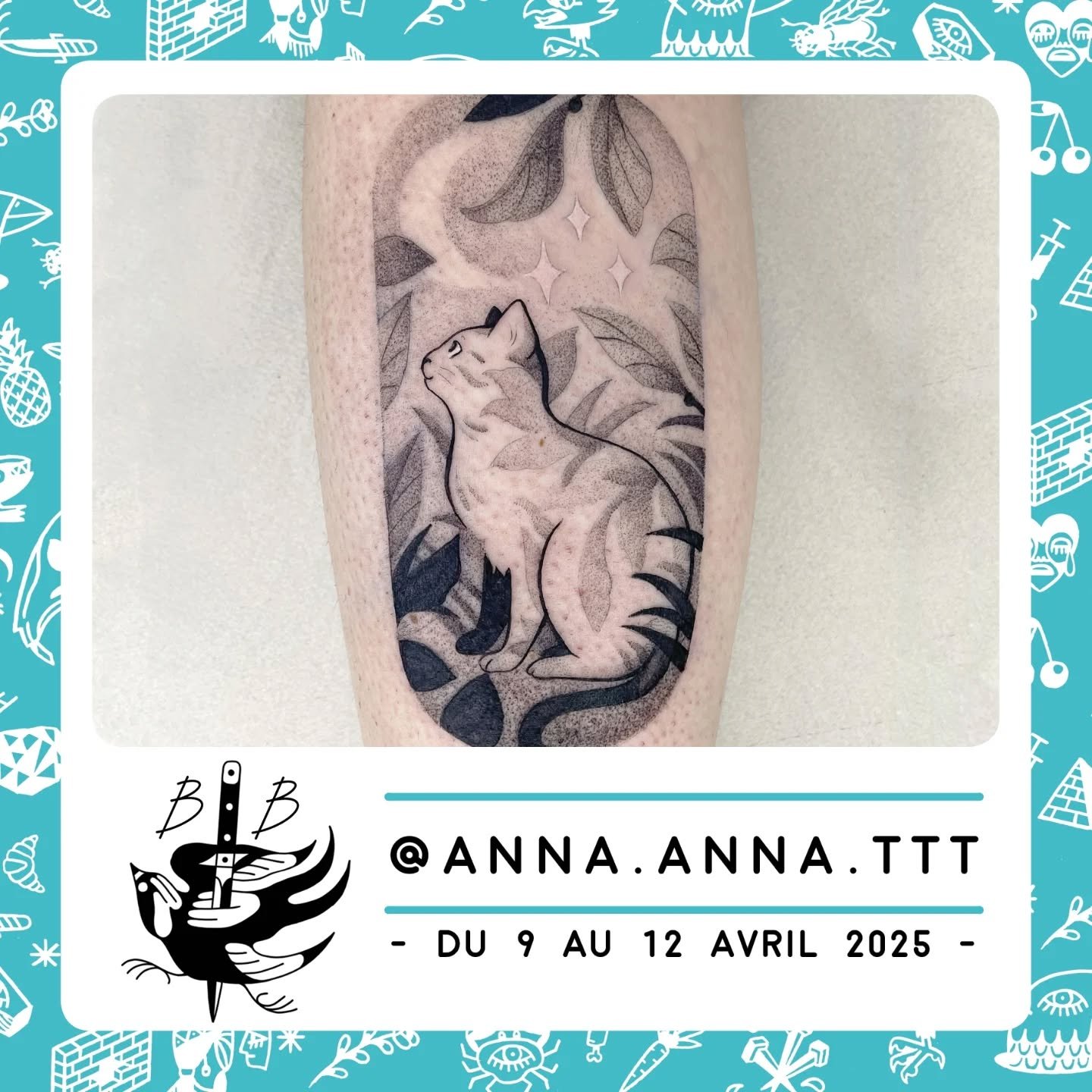 GUEST ALERT ✨✨✨

Nous avons le plaisir d'accueillir parmi nous @anna.anna.ttt pour vous tatouer du 9 au 12 avril !
Contactez directement l'artiste pour plus d'information &amp; r&eacute;server un rdv !
.
GUEST ALERT ✨✨✨
We have the pleasure to welcom