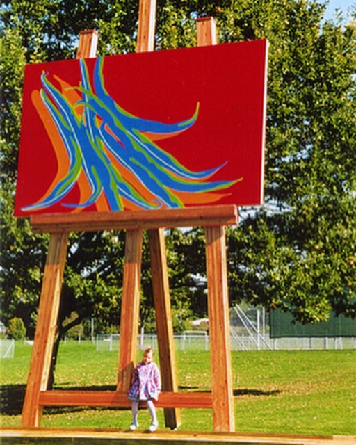 My painting on a giant easel. Beans, as a hint to the surrounding crops and the shape of the playground&rsquo;s toboggan 🤓
&bull;
&bull;
&bull;
&deg;
&deg;
&deg;
 #artwork #popart  #easel  #swissartist  #beans #artistsoninstagram  #swissart #happy #