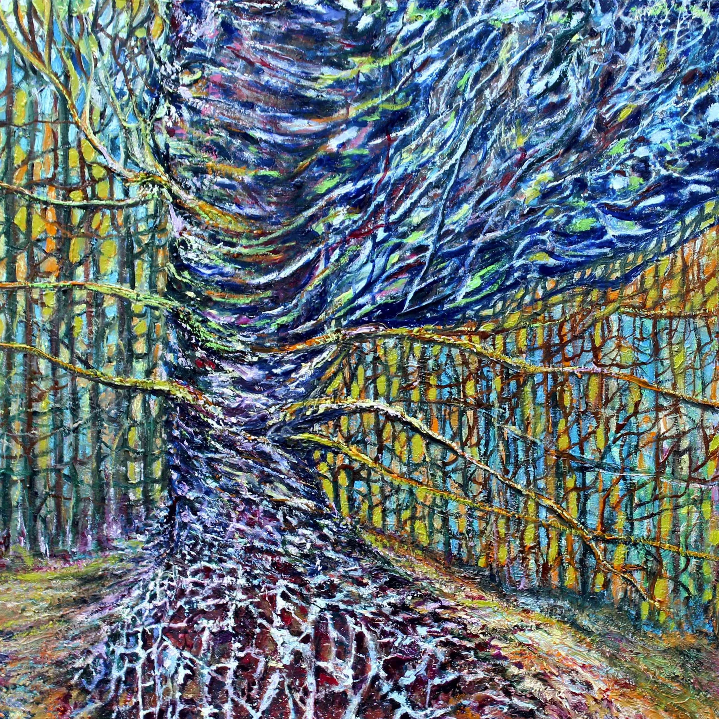 The labyrinth (2023)
Oil and marble dust with PVA glue on canvas board 39 x 39 cm (46 x 46 cm framed)
