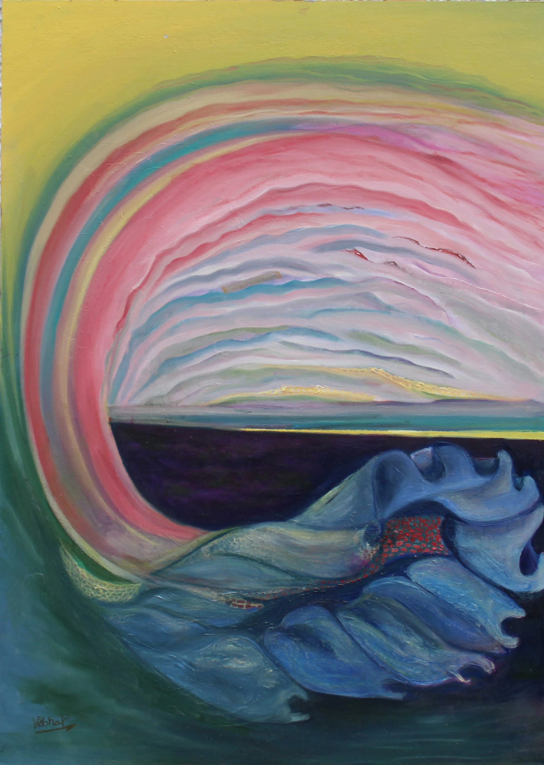 The spiral of life (2025)
Oil on board 70  x 50 cm
