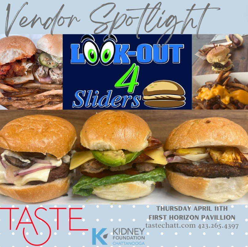 Slide into TASTE and try these delicious sliders! We are so excited to have @lookout4slidersandmore !! They are a must have! Trust us, this food truck is not one you want to miss out on! 
Tickets to Taste: https://www.tastechatt.com/order-tickets