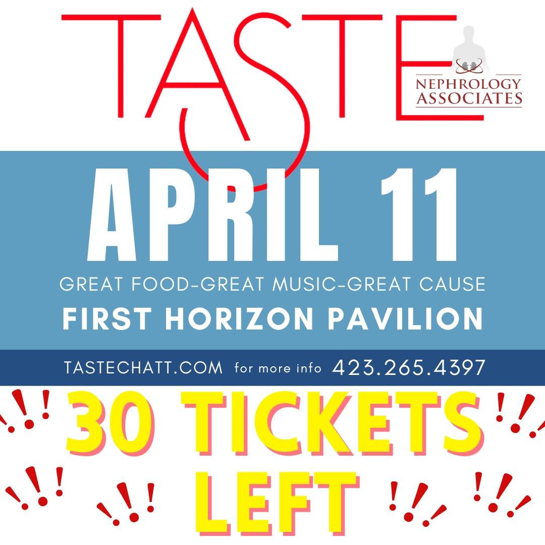 ⚠️Warning!⚠️ Only 3O tickets remain for TASTE!
Link for tickets here: https://www.tastechatt.com/
🎟Don't miss out! Once tickets are sold out, none will be available at the door! 🎟