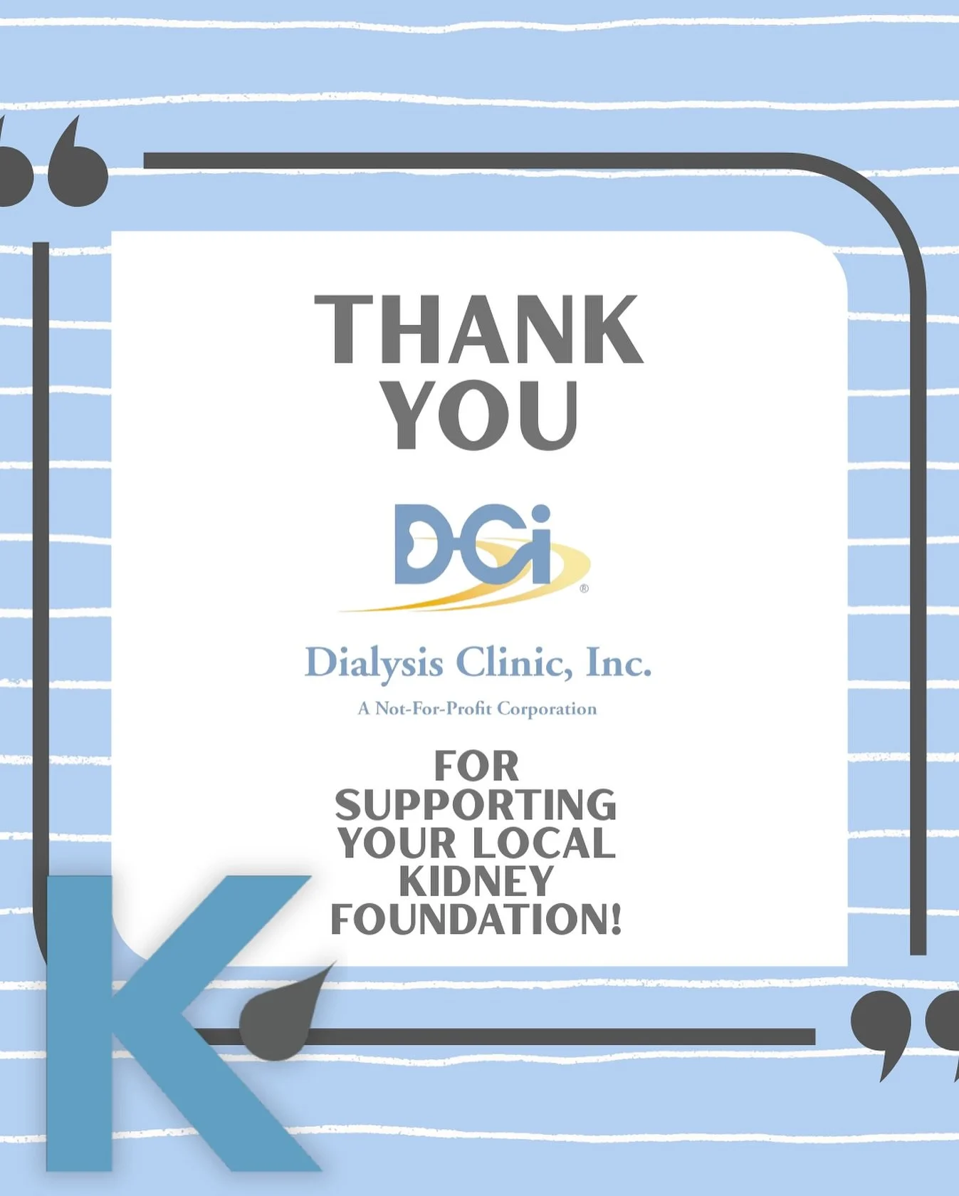 We&rsquo;re thankful for local partners who believe in our mission! ✨

THANK YOU @dci_dialysis for sponsoring The Kidney Foundation of Chattanooga generously year after year!! We couldn&rsquo;t do it without you!