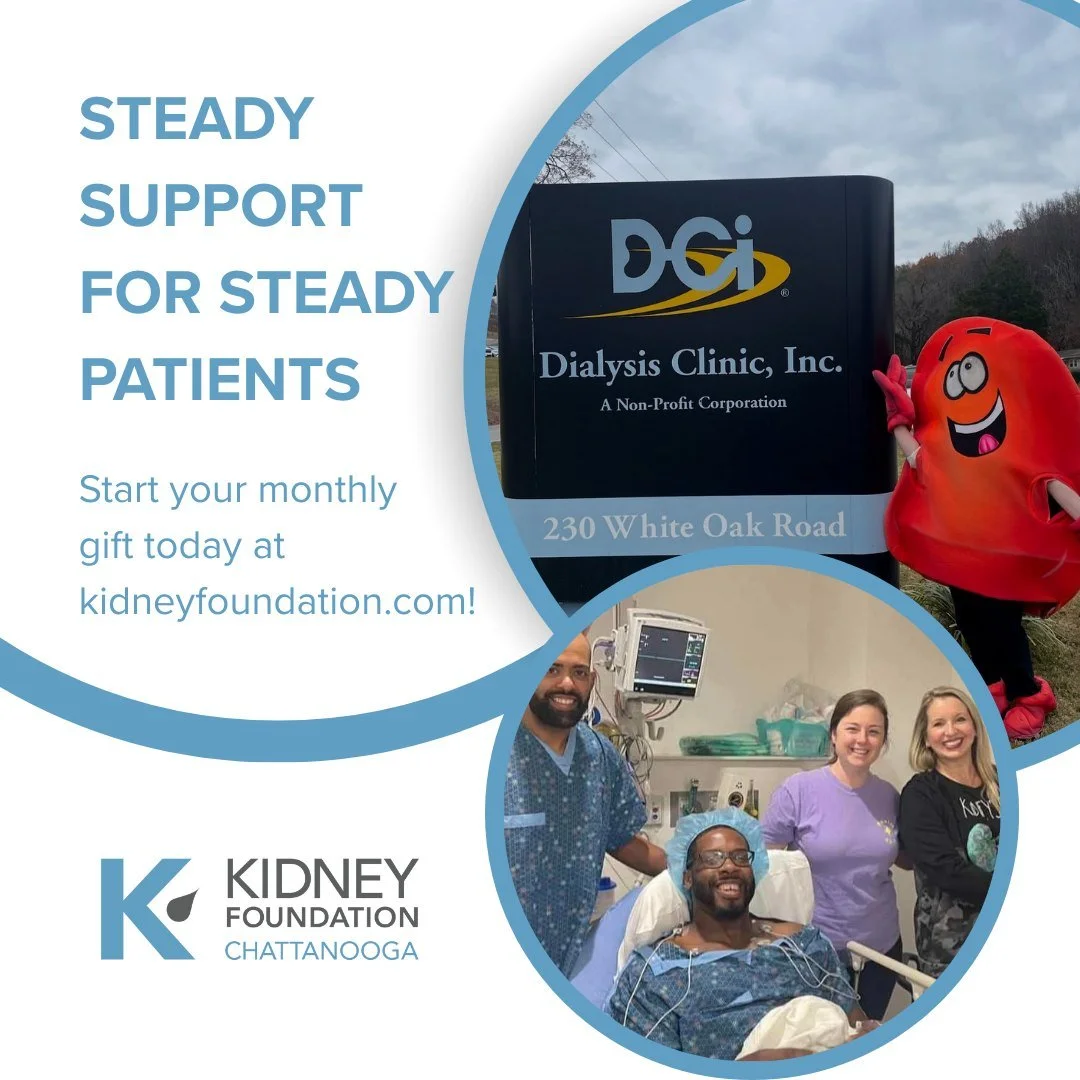 Steady Support for Steady Patients

Dialysis happens on average 3 times a week, for around 3 hours every appointment. Rent is still due monthly. Utility bills don't stop.

Monthly giving is powerful because patient needs are ongoing. 
$25/month cover