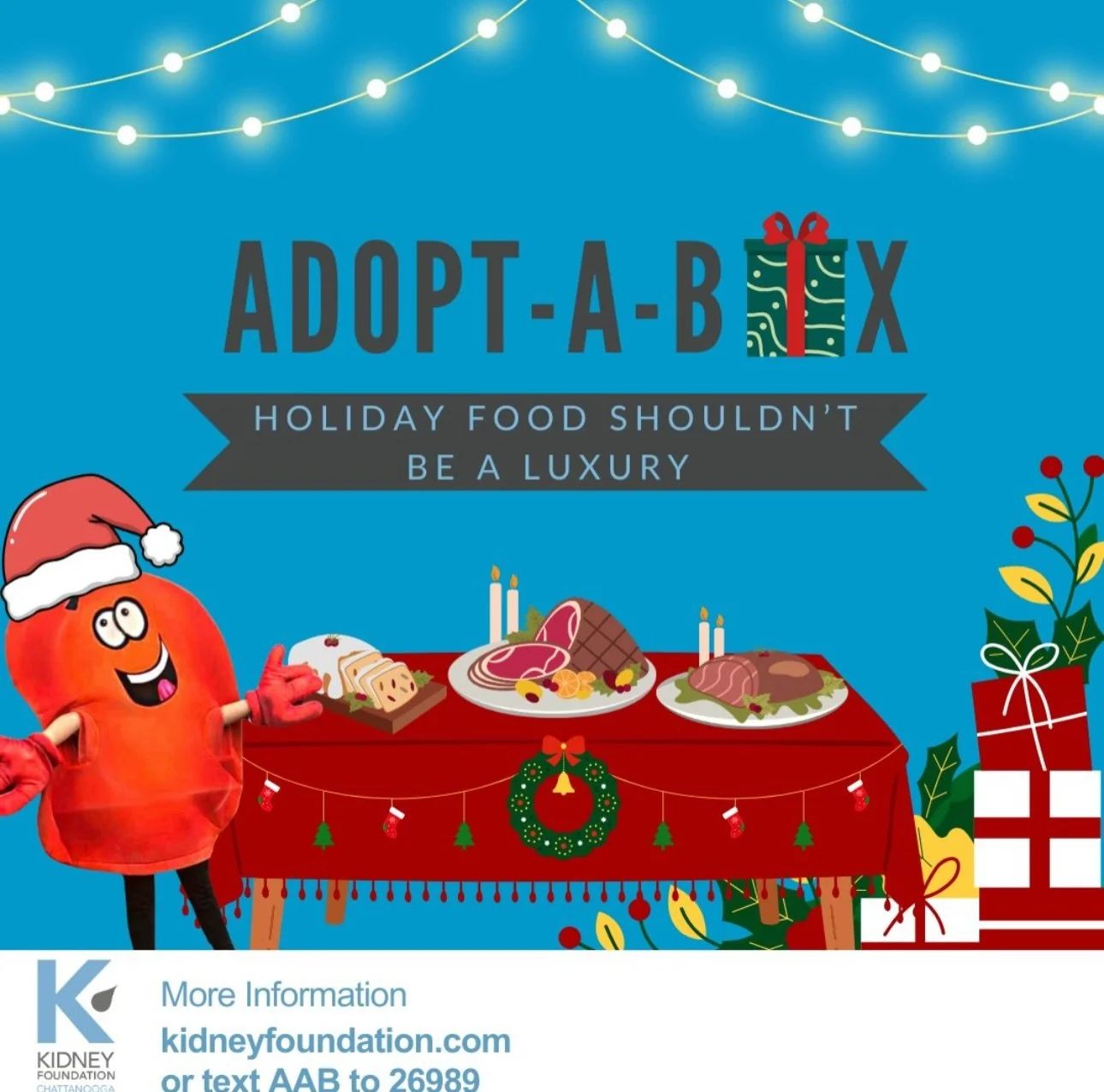 Holiday meals shouldn&rsquo;t be a luxury! 

&mdash;&gt; For kidney patients, the holidays bring extra challenges. Strict dietary restrictions mean they can&rsquo;t just grab any food off the shelf. Fixed incomes from dialysis treatments could mean g