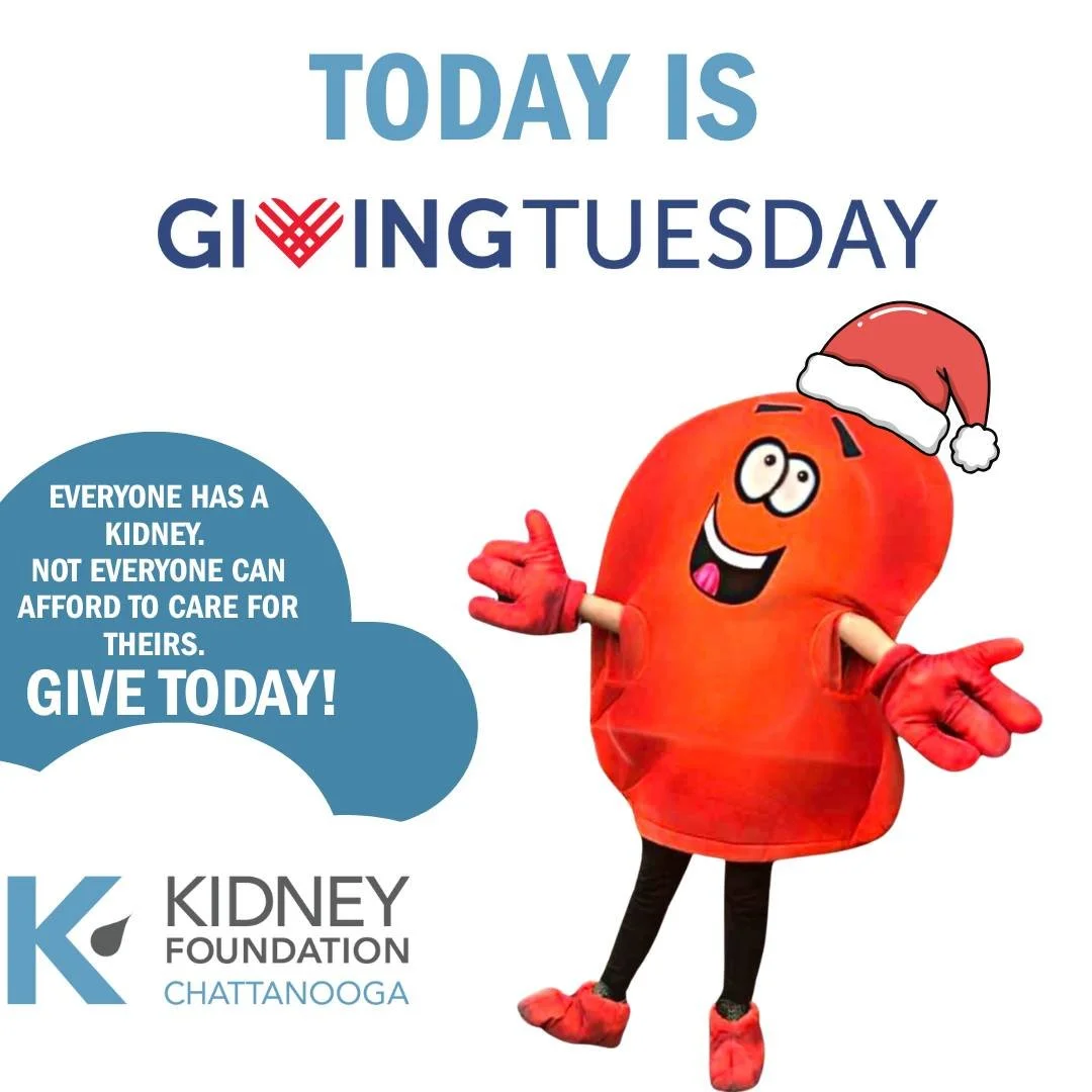 This Giving Tuesday, help Chattanooga kidney patients this holiday season.
Dialysis three times a week leaves little money for groceries or essentials. 
Our Adopt-a-Box program provides local patients to access to renal-friendly food and household ne