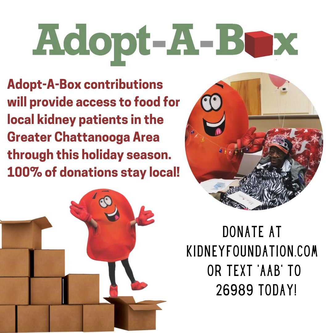 This December, ensure local kidney patients have access to food this holiday season. Nobody should have to go hungry during this time.

Tax-deductible | 100% stays in Chattanooga | No limit to the lives you can impact

https://www.kidneyfoundation.co