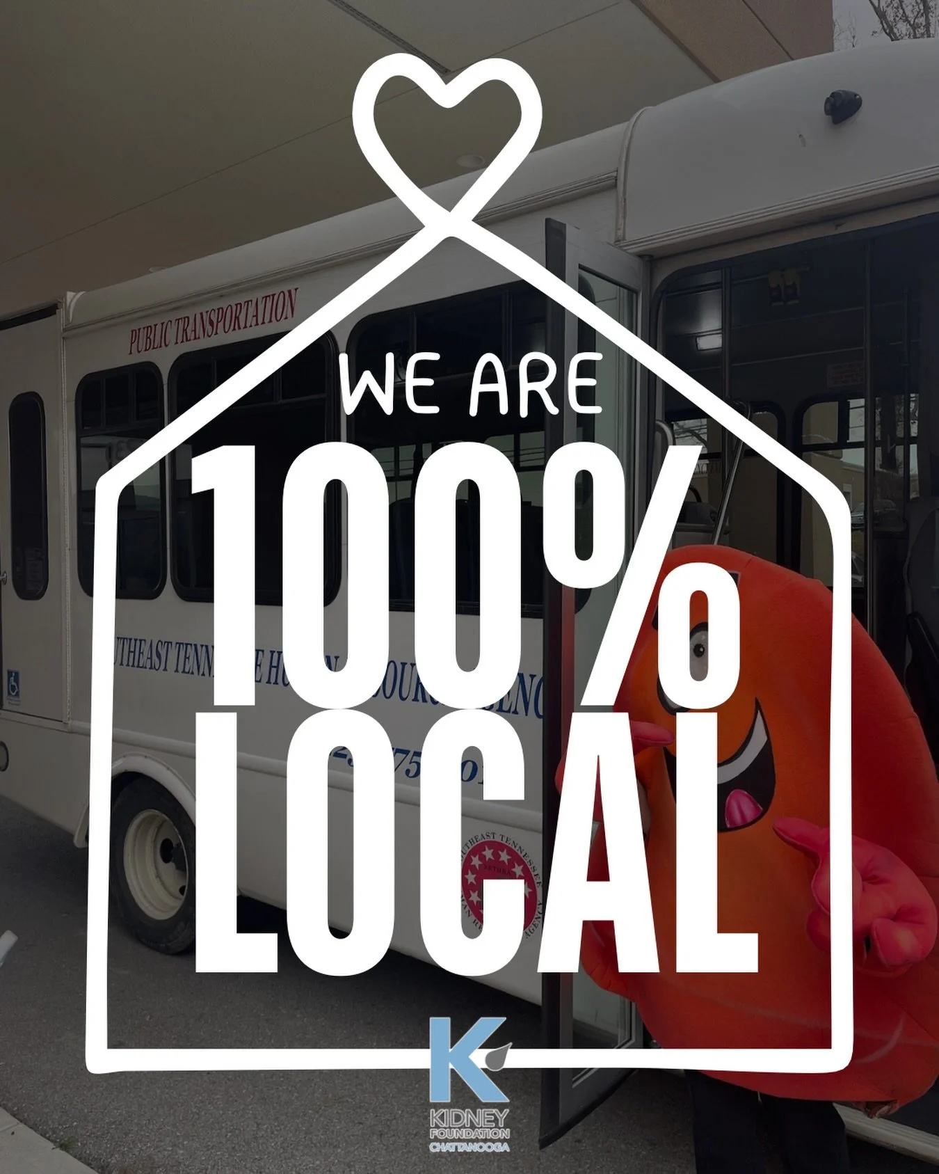 100% local. 100% life-changing.

&mdash;> Every dollar you donate to the Kidney Foundation stays in Chattanooga. 

We don&rsquo;t send money to national organizations. We don&rsquo;t fund research in other states. Your gift helps the person sittin